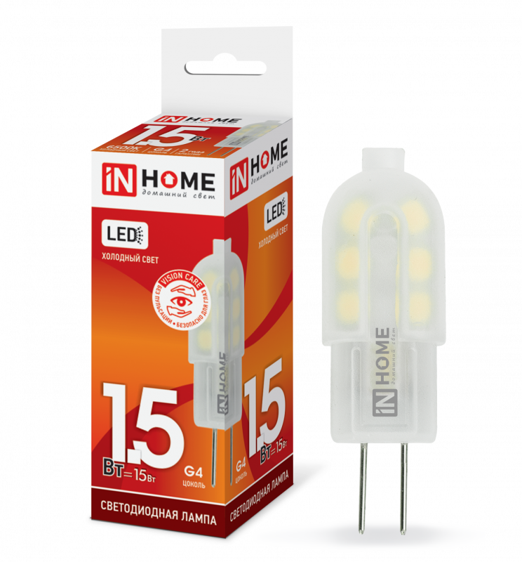 Лампа светодиодная LED-JC-VC 1.5Вт 12В G4 6500К 95Лм IN HOME
